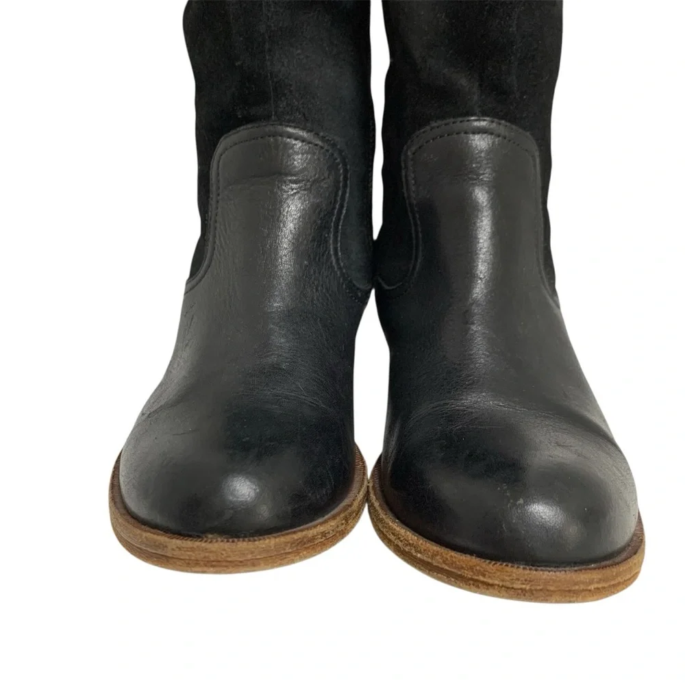 Kork Ease Black Suede Leather Knee High Riding Boots Buckle Zip Women's Sz 6.5M - Picture 7 of 16